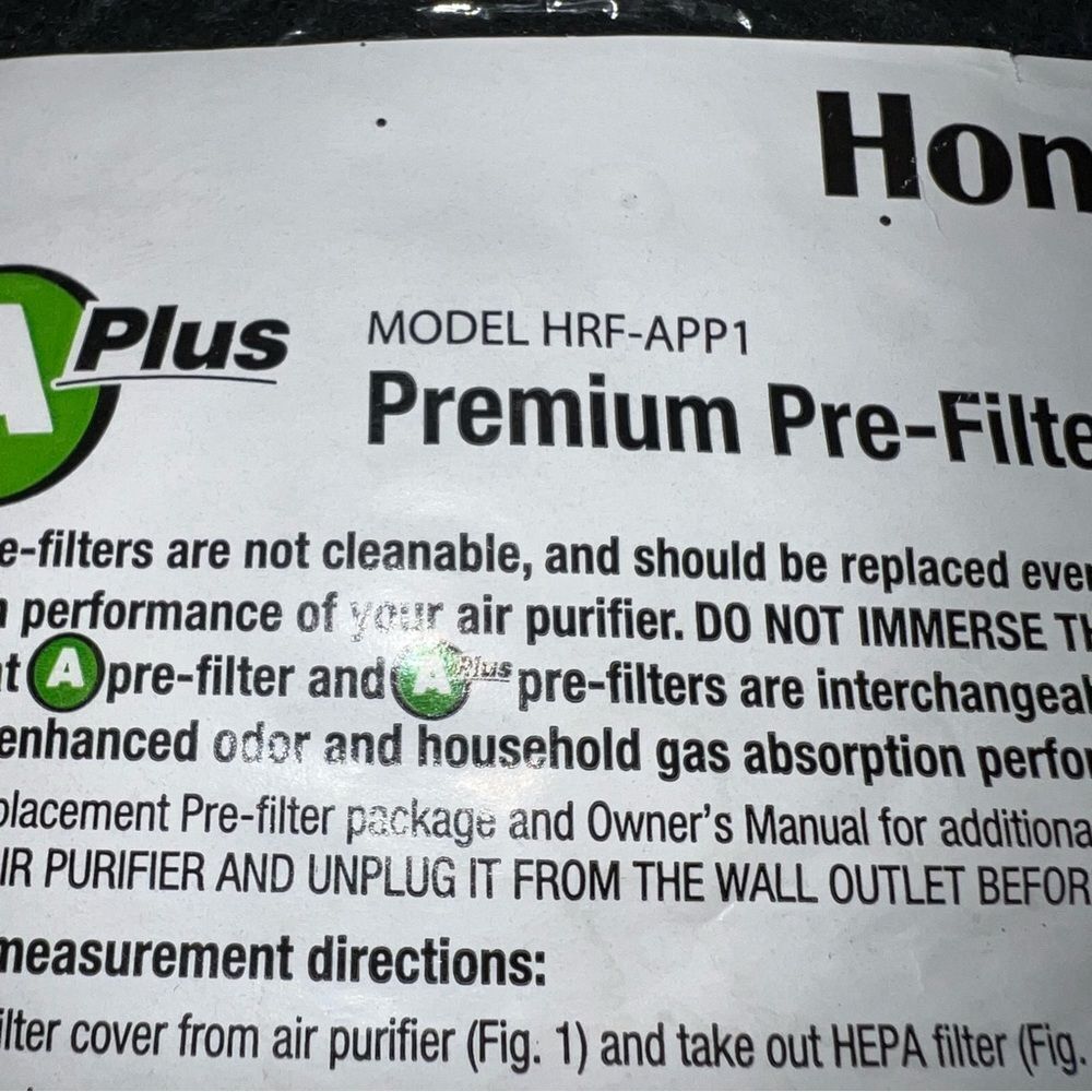 Honeywell Air Purifier A+ Pre-filter HRF-APP1 Oder Reducing Genuine Sealed